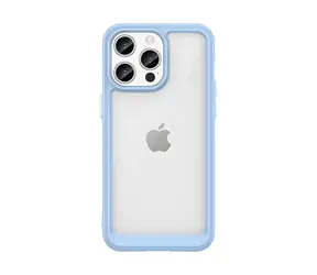 Hurtel Vystužený kryt s pružným rámčekom pre Apple iPhone 15 Pro modrá / Kryt / Pružný rámček