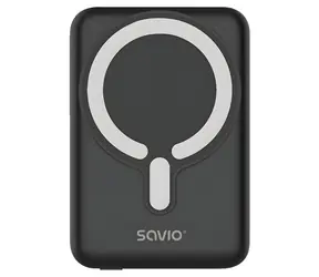 Savio BA-12 čierna / Powerbanka / 10000 mAh / magnetické bezdrôtové nabíjanie / USB-C PD 20W