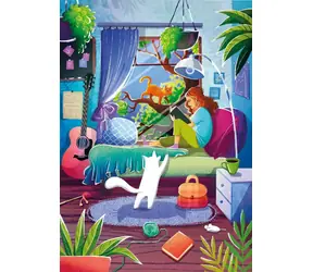 MAGNOLIA Puzzle Dievča a jej mačky / 1000 dielikov / 48 x 68 cm