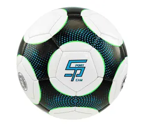 Sportteam Futbalová lopta S2 čierno-modrá / vel. 5 / PVC trojvrstvová / Strojovo šitá