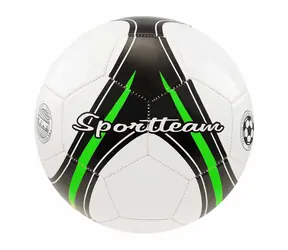 Sportteam Futbalová lopta S2 čierno-zelená / Lopta / Veľ. 5 / PVC trojvrstvový