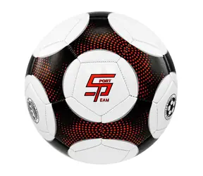 Sportteam Futbalová lopta S2 čierno-červená / vel. 5 / PVC trojvrstvová / Strojovo šitá
