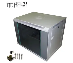 OCRACK OCC-09U-45SBK čierna / Nástenný rozvádzač / 19" / 9U / hĺbka 450 mm / celosklenené dvere