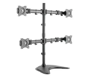 Digitus stolný držiak 4 monitorov čierna / Držiak monitora / VESA 75x75 a 100x100 mm / náklon 45 ° / otočenie 90 °