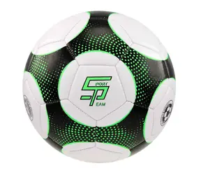 Sportteam Futbalová lopta S2 čierno-zelená / Veľ. 5 / PVC trojvrstvový / Strojovo šitý