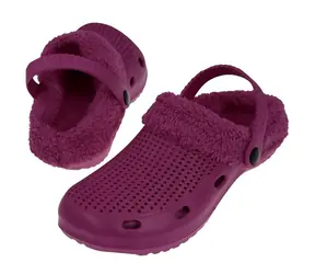 Rulyt LAGO FUR veľ. 41 bordová / Obuv s kožúškom / unisex / papuče aj sandále / odopínací kožúšok