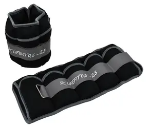 Lifefit Členok-zápästie S2 2x0,5-2,5 kg čierna / Neoprénová záťaž / nastaviteľná / suchý zips / pár