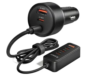 Orico ChargeClip 108W čierna / Autonabíjačka / 2x USB-A / 4X USB-C / klip