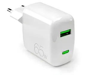 Puro MiniPro biela / Cestovný adaptér / GaN / USB-C / USB-A / 65 W