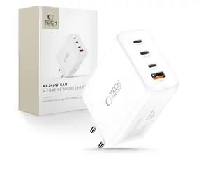 Tech-Protect NC240W-GaN biela / Nabíjací adaptér / GaN / 4 porty / 240W / PD, QC 3.0
