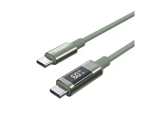Choetech XCC-1068 zelená / Kábel USB-C (M) - USB-C (M) / PD 60W / displej s ukazovateľom výkonu / 1,2 m