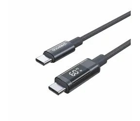 Choetech XCC-1068 čierna / Kábel USB-C (M) - USB-C (M) / PD 60W / displej s ukazovateľom výkonu / 1,2 m