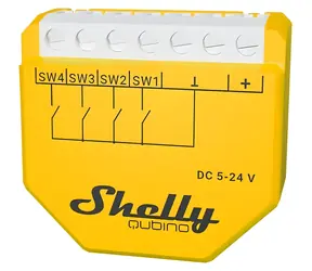 Shelly Wave i4 DC žltá / Modul pre aktiváciu scén / 4 vstupy / Z-Wave Long Range