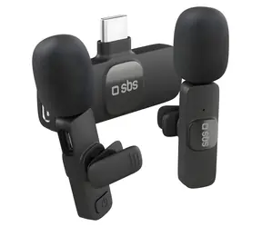 SBS Klopové mikrofóny s USB-C prijímačom čierna / Mikrofón / sada 2 ks / USB-C