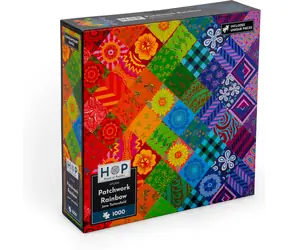 HOP Puzzle Patchworková dúha / 1000 dielikov / nepravidelné dieliky / plagát A3