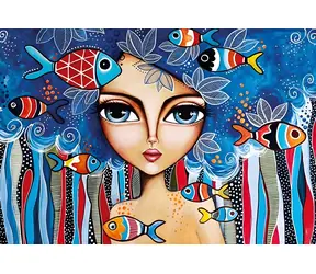 MAGNOLIA Puzzle Dievča s rybami / 1000 dielikov / 68 x 48 cm