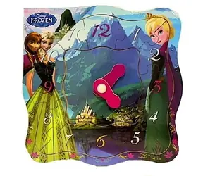 TOP BRIGHT Drevené puzzle hodiny Ľadové kráľovstvo / Vkladacie puzzle / otočné ručičky / 22 x 22 cm