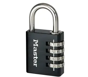 Master Lock Kombinačný visiaci zámok 40 mm čierno-strieborný / Visiaci zámok / 4 číslice / Hliníkové telo