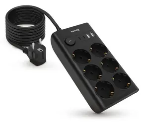 Huslog nabíjacia stanica 15W čierna / 6x zásuvka / 2x USB-C / 2x USB-A