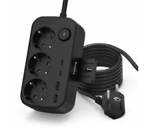 Huslog nabíjacia stanica 15W čierna / 3x zásuvka / 2x USB-C / 2x USB-A / Držiak na telefón