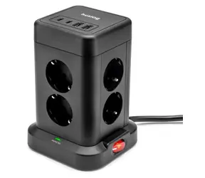 Huslog nabíjacia stanica 15W čierna / 8x zásuvka / 2x USB-C / 2x USB-A