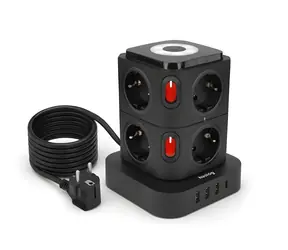 Huslog nabíjacia stanica 15W čierna / Nabíjacia stanica / 8x zásuvka 230V / 1x USB-C 3A / 3x USB-A