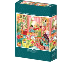 PIECES & PEACE Štvorcové puzzle Hudobná izba s balkónom / 1000 dielikov / 63,5 x 63,5 cm