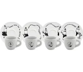 Bialetti Carousel / Set hrnčekov na espresso s tanierikom / 4 ks