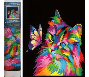 Norimpex Diamantové maľovanie Farebná mačka (1007120) / 30x40 cm