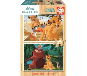 Educa Drevené puzzle Leví kráľ / 2x25 dielikov