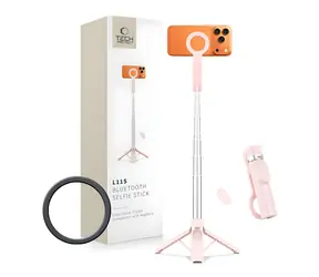 Tech-Protect L11S MagSafe ružová / Selfie tyč / Bluetooth spúšť / MagSafe úchyt
