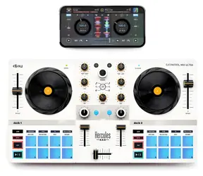 Hercules DJControl Mix Ultra biela / Mixážny pult / Bluetooth Low Energy / batéria 10 h / 8 padov / 3pásmový EQ
