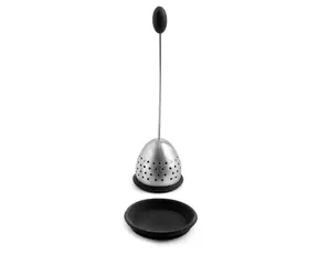 Weis Čajové sitko čierne / Čajové sitko / O 4 cm / nerez, silikón / s odkvapkávacou mištičkou