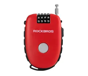 Rockbros 32420981001 červená / Zámok na bicykel / Výsuvné oceľové lanko