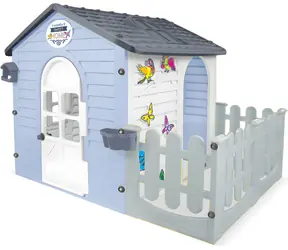 MOCHTOYS Detský záhradný domček modrý/s terasou/169 × 120 × 120,5 cm