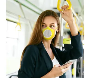 Guzzini Eco Mask žltá / Ochranná tvárová maska / 4 filtre / opakovane použiteľná