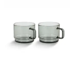 AdHoc IMPACT tmavé sklo / Sada hrnčekov na cappuccino / 2 ks / 300 ml