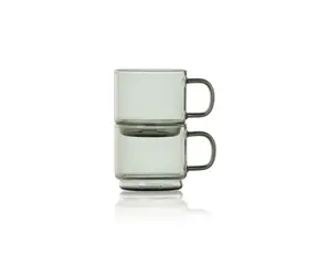 AdHoc IMPACT sada 2 hrnčekov na espresso tmavé sklo / Hrnček na espresso / 70 ml / Borosilikátové sklo