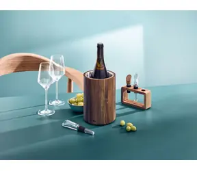 AdHoc VINE / Chladiaca nádoba na víno a sekt / akácie a nerez / 19,5 cm