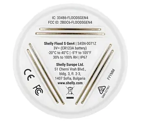 Shelly Flood S Gen4 biela / Senzor zaplavenia / WiFi / Bluetooth / ZigBee / Matter