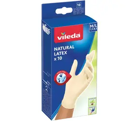 Vileda Natural Latex pracovné rukavice M/L biela / Pracovné rukavice / latex / bez púdru / 10 ks