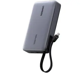 Ugreen PB551 sivá / Powerbanka / 20 000 mAh / 145 W / 2x USB-C + USB-A / Displej