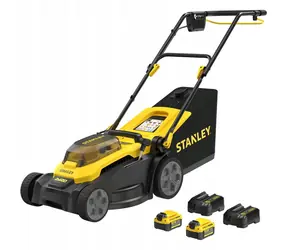 Stanley V20 SCMWP3701M2-QW čierna/žltá / Aku kosačka na trávu / 36V (2x18V) / šírka 37 cm / kôš 45 l / 2x 4.0Ah