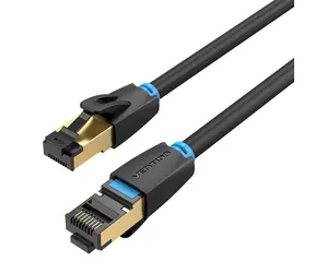 Vention IKABF čierna / Sieťový kábel / Cat8 S/FTP / RJ45-RJ45 / 1 m / 40 Gbps