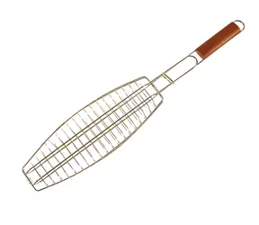 RULYT Grilovací rošt na 1 rybu / Grilovací rošt / 70x15 cm / Železo, chrómovaná úprava