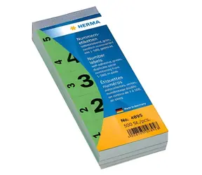 Herma Štítky s číslami 1-500 zelená / Etikety / 28x56 mm / 500 ks