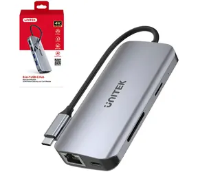Unitek USB-C húb sivá