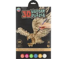MOXY Drevené 3D vyfarbovacie puzzle Orol / Bez lepidla / Vlastné vyfarbenie / Prírodný materiál