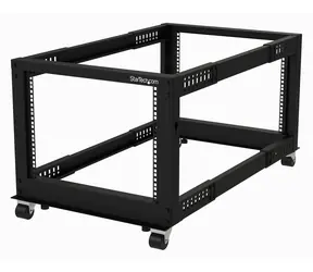 StarTech Otvorený rack 8U mobilný / Otvorený rozvádzač / 4-stĺpikový / nastaviteľná hĺbka 22-40" / nosnosť 544 kg