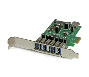 StarTech PCIe karta USB 3.0 7 portov zelená / Radič USB / PCI Express / USB-A / čipset Renesas / NEC µPD720201